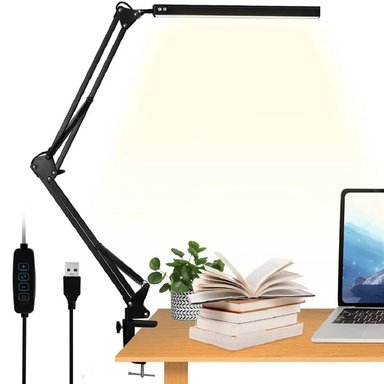 LAMPARA SEISA MT-305 NEGRO LED ESCRITORIO MESA ARTICULADA USB PLEGABLE