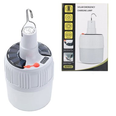 FOCO LAMPARA RECARGABLE CON PANEL SOLAR LUZ LED PORTATIL