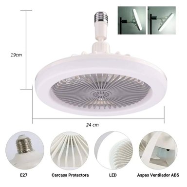 FOCO VENTILADOR DE TECHO LED BLANCO CON GRIS CALIDO 50W CON CONTROL