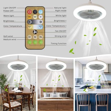 FOCO VENTILADOR DE TECHO LED BLANCO CON GRIS CALIDO 50W CON CONTROL - 2