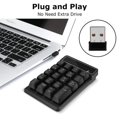 MINI TECLADO NUMERICO PARA LAPTOP PC INALAMBRICO ADAPTADOR USB NEGRO - 6