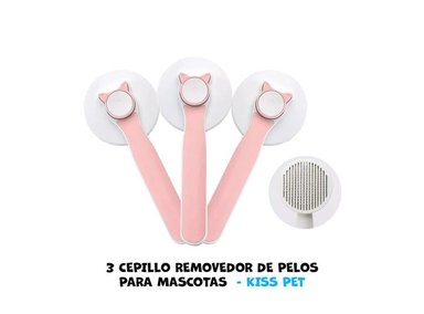 CEPILLO PERRO KISS PET X3 REMOVEDOR PELOS MASCOTAS ROSA