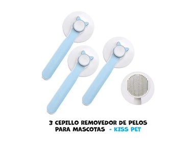 CEPILLO PERRO KISS PET X3 REMOVEDOR PELOS MASCOTAS CELESTE