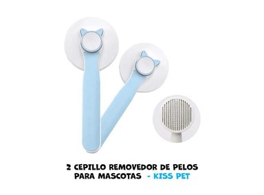CEPILLO PERRO KISS PET X2 REMOVEDOR PELOS MASCOTAS CELESTE