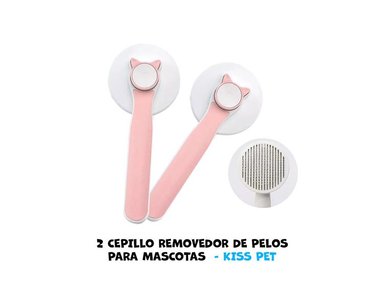 CEPILLO PERRO KISS PET X2 REMOVEDOR PELOS MASCOTAS ROSA