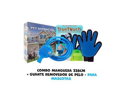 MANGUERA BAÑO PERRO 228 CM + GUANTE REMOVEDOR PELO MASCOTAS