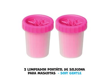 LIMPIADOR PERRO SOFT GENTLE X2 PORTÁTIL SILICONA MASCOTAS ROSADO
