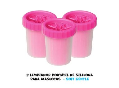 LIMPIADOR PERRO SOFT GENTLE X3 PORTÁTIL SILICONA MASCOTAS ROSADO