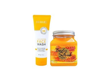 SET LIMPIEZA FACIAL DR RASHEL VITAMINA C 100 GR + EXFOLIANTE CORPORAL MIEL SAL 500 ML