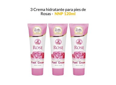 CREMA HIDRATANTE PIES NEVADA NATURAL PRODUCTS AROMÁTICA 3 UNIDADES ROSAS NATURAL 120ML