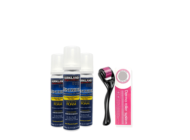 ESPUMA KIRKLAND MINOXIDIL 3UDS + DERMA ROLLER 0.50MM 1UD