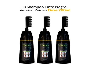 SHAMPOO DEXE 3 UNIDADES TINTE NEGRO VERSIÓN PEINE 200ML - 1