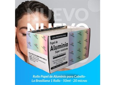 ROLLO LA BRASILIANA PACK 3 PAPEL ALUMINIO CABELLO 50MT 15CM 20 MICRAS