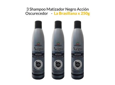 SHAMPOO LA BRASILIANA 3 UNIDADES MATIZADOR NEGRO ACCIÓN OSCURECEDOR 250G - 1