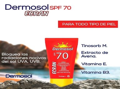 PACK 2 CREMA FACIAL DERMASOL FOTO PROTECTORA ECRAN DERMOSOL SPF 70 60 GR - 1