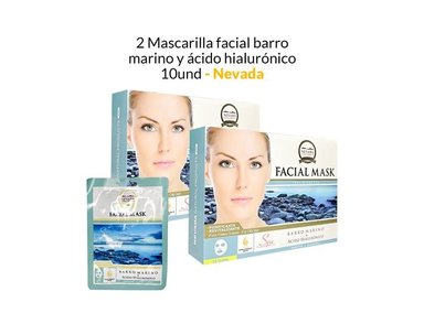 MASCARILLA NEVADA NATURAL PRODUCTS PACK 2 VELO FACIAL BARRO MARINO Y ÁCIDO HIALURÓNICO 10UND