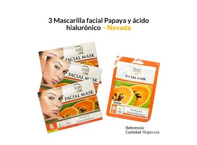 MASCARILLA NEVADA NATURAL PRODUCTS PACK 3 VELO FACIAL EXTRACTO PAPAYA Y ÁCIDO HIALURÓNICO 10UND
