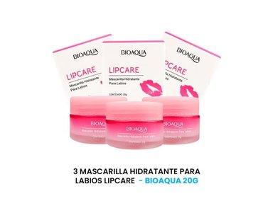MASCARILLA BIOAQUA 20G HIDRATANTE LABIOS LIPCARE 3 UNIDADES