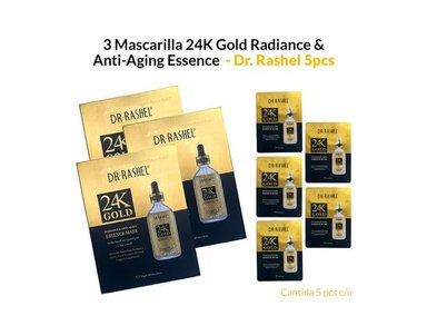 MASCARILLA DR RASHEL PACK 3 ANTIENVEJECIMIENTO Y RESPLANDOR 24K GOLD 5 PIEZAS
