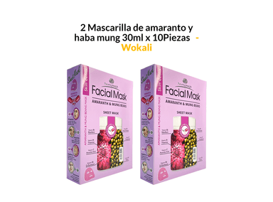 MASCARILLA FRUIT OF THE WOKALI 30ML AMARANTO Y HABA MUNG 10 PIEZAS 2 PACK