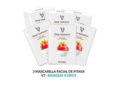 MASCARILLA FACIAL BIOAQUA 30G ESENCIA PITAHAYA 10PCS 3 UNIDADES
