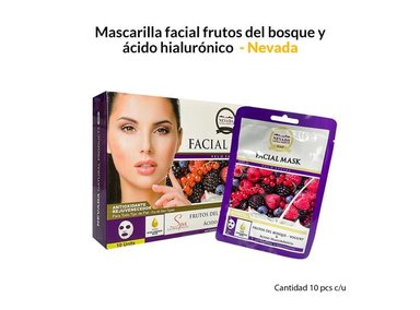 MASCARILLA NEVADA NATURAL PRODUCTS 10 UNIDADES VELO FACIAL FRUTOS DEL BOSQUE Y ÁCIDO HIALURÓNICO
