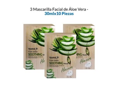 MASCARILLA FRUIT OF THE WOKALI 30ML CALMANTE ALOE VERA 10 PIEZAS 3 PACK