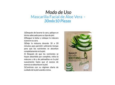 MASCARILLA FRUIT OF THE WOKALI 30ML CALMANTE ALOE VERA 10 PIEZAS 3 PACK - 2