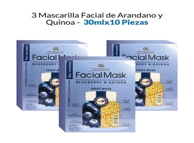 MÁSCARA FACIAL FRUIT OF THE WOKALI 30ML ARANDANO Y QUINOA 10 PIEZAS 3 PACK