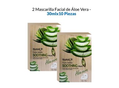 MASCARILLA FRUIT OF THE WOKALI 30ML CALMANTE ALOE VERA 10 PIEZAS 2 PACK