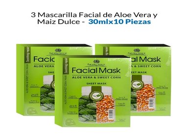 MASCARILLA FACIAL FRUIT OF THE WOKALI 30ML ALOE VERA Y MAIZ DULCE 10 PIEZAS 3 PACK