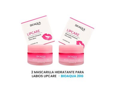 MASCARILLA BIOAQUA 2 UNIDADES HIDRATANTE LABIOS LIPCARE 20G