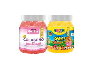 GOMITAS ADULTO COLAGENO Y BIOTINA + OMEGA PARA NIÑOS