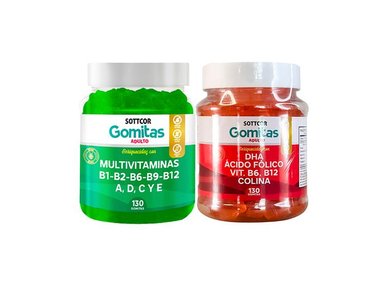 GOMITAS ADULTO MULTIVITAMINAS + GOMITAS CON DHA ACIDO FOLICO