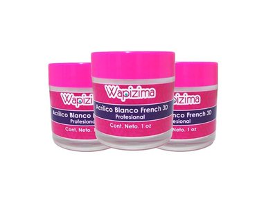 WAPIZIMA POLVO ACRILICO BLANCO FRENCH 1OZ 3 UNID