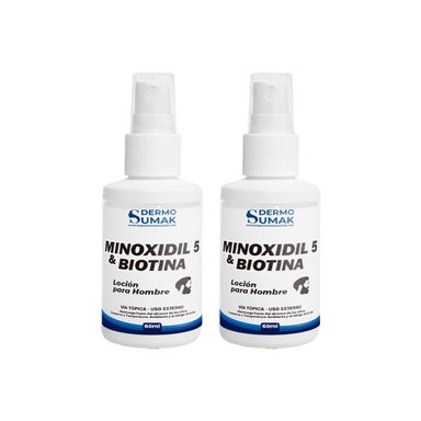 2 LOCION MINOXIDIL 5% Y BIOTINA 60ML DERMO SUMAK