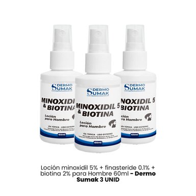 3 LOCION MINOXIDIL 5% Y BIOTINA 60ML DERMO SUMAK - 3