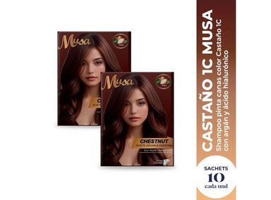SHAMPOO TINTE CASTAÑO 1C CON ARGAN 25MLX10 EN SACHETS MUSA 2 UND - 2