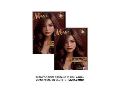 SHAMPOO TINTE CASTAÑO 1C CON ARGAN 25MLX10 EN SACHETS MUSA 2 UND - 3