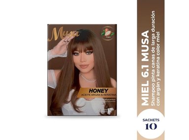 SHAMPOO TINTE MIEL 6.1 CON ARGAN 25MLX10 EN SACHETS MUSA - 2