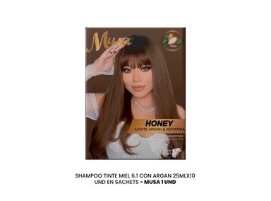 SHAMPOO TINTE MIEL 6.1 CON ARGAN 25MLX10 EN SACHETS MUSA - 3