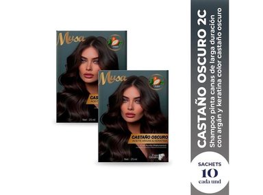 SHAMPOO TINTE CASTAÑO OSCURO 2C 25MLX10 EN SACHETS MUSA 2 UND - 2