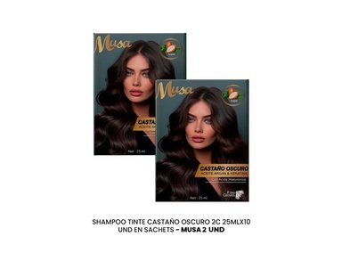 SHAMPOO TINTE CASTAÑO OSCURO 2C 25MLX10 EN SACHETS MUSA 2 UND - 3