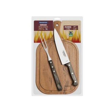 SET ASADOR TRAMONTINA MULTICOLOR X3PZ POLYWOOD