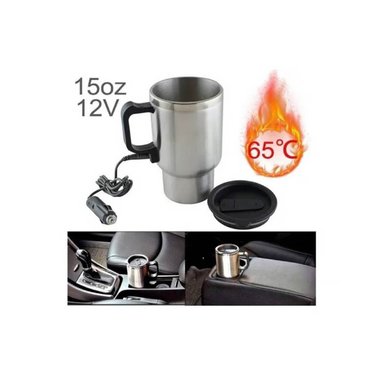 TAZA ELECTROTERMICA TERMO ACERO INOXIDABLE 450ML PARA AUTO