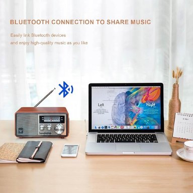 RADIO PORTATIL AM FM RETRO VINTAGE PARLANTE BLUETOOTH - 4