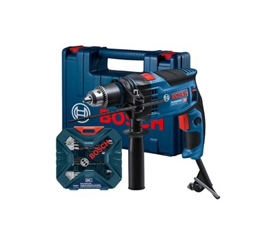 TALADRO PERCUTOR ½ 850W GSB16RE - BOSCH + SET DE BROCAS Y PUNTAS BOSCH X-LINE 34 PIEZAS