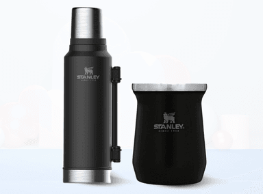 COMBO STANLEY TERMO CLASSIC 1.4 L + MATERO 236 ML NEGRO