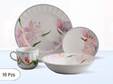 JUEGO VAJILLA CORONA ARLES LOZA 16 PIEZAS