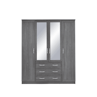 ROPERO CENTRAL DECCO MATE HELEN 5 PUERTAS 3 CAJONES GRIS CLARO